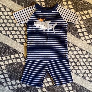 Carter's Blue and White Striped Pajama Top w/ Shark & Crab - Size: 3T